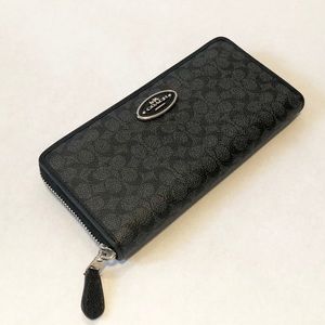 Coach Black and Gray Monogram Wallet